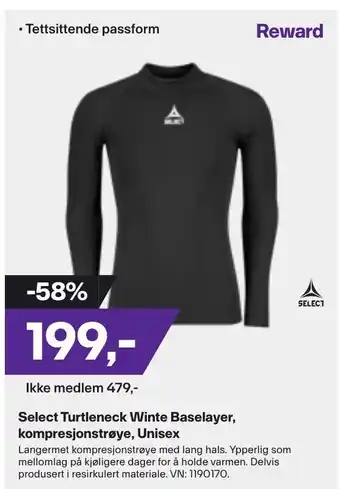 XXL Sport Select Turtleneck Winte Baselayer, Kompresjonstrøye, Unisex tilbud
