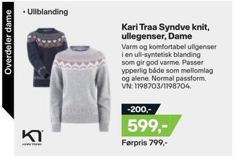 XXL Sport Kari traa syndve knit, ullegenser, dame tilbud