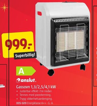 Jula Gassovn 1,3/2,5/4,1 kW tilbud