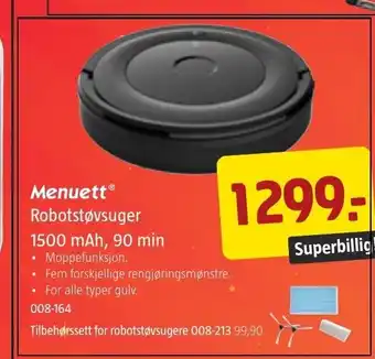 Jula Robotstøvsuger 1500 mAh, 90min tilbud