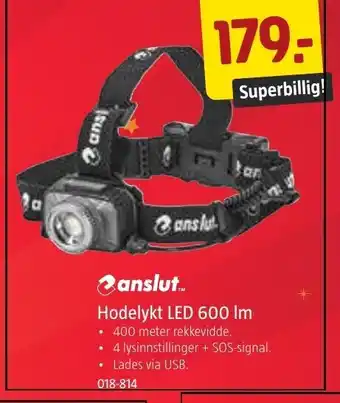 Jula Hodelykt LED 600lm tilbud