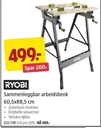 Jula Sammenleggbar Arbeidsbenk 60.5x88.5cm tilbud