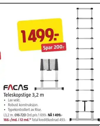 Jula Teleskopstige 3.2m tilbud