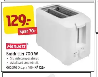 Jula Brødrister 700W tilbud