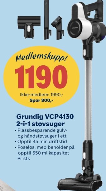 Grundig VCP4130 2-i-1 Støvsuger