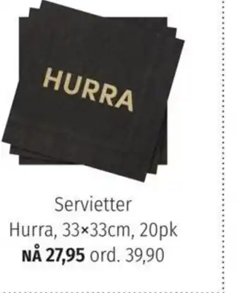 Nille Servietter Hurra 33x33cm, 20pk tilbud