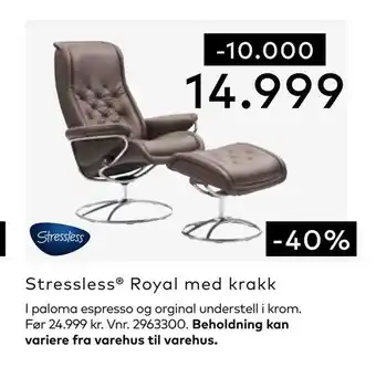 Skeidar Stressless® royal med krakk tilbud