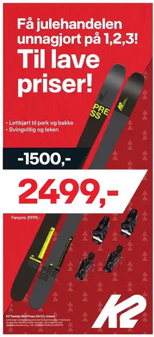 XXL Sport K2 twintip skis press 22/23, unisex tilbud