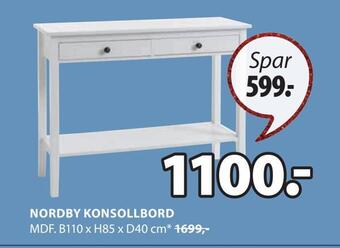 JYSK Nordby konsollbord tilbud