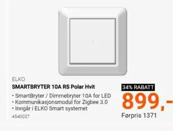 Smartbryter 10A RS Polar Hvit