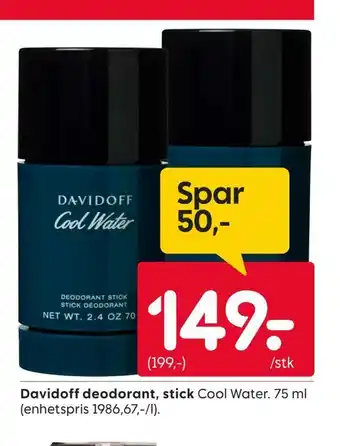 Rusta Davidoff deodorant, stick tilbud