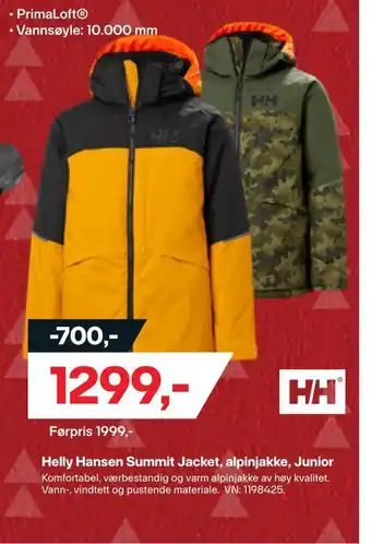 XXL Sport Helly hansen summit jacket, alpinjakke, junior tilbud