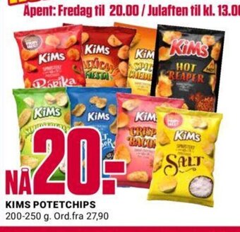Europris Kims Potetchips tilbud
