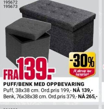 Europris Puff/Benk Med Oppbevaring tilbud