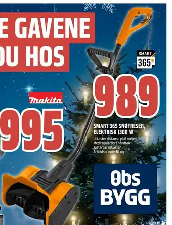 Obs Bygg Smart 365 Snøfreser Elektrisk 1300W tilbud