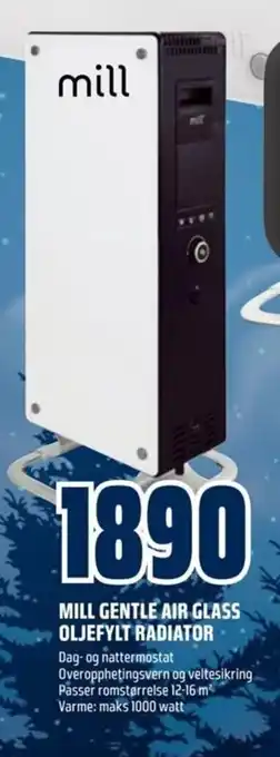 Obs Bygg Mill Gentle Air Glass Oljefylt Radiator tilbud