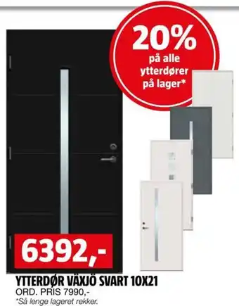 Bauhaus Ytterdør Växjö Svart 10x21 tilbud
