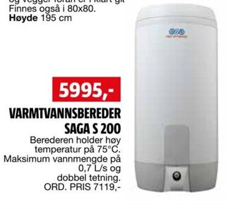 Bauhaus Varmtvannsbereder Saga S 200 tilbud