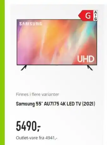 Elkjøp Samsung 55" AU7175 4K Led Tv tilbud