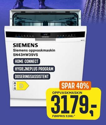 Skousen Siemens oppvaskmaskin sn43hw39vs tilbud