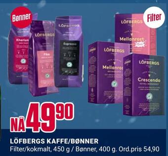 Europris Löfbergs kaffe/bønner tilbud