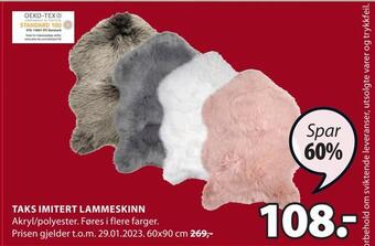 JYSK Taks imitert lammeskinn tilbud
