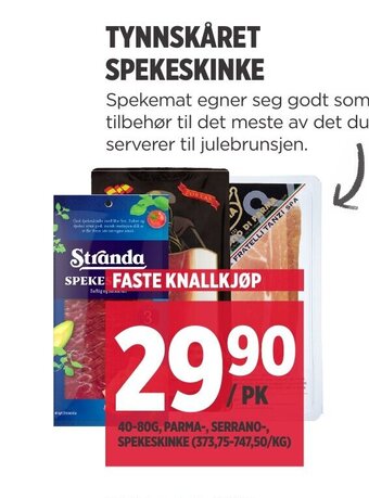 Meny Tynnskåret Spekeskinke tilbud