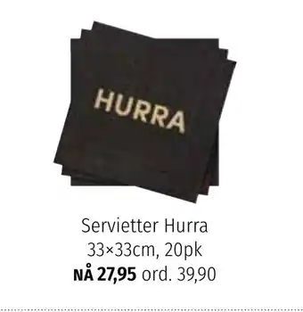 Nille Servietter Hura 33x33cm 20pk tilbud