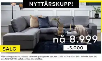 Skeidar Max sofa oppsett 11l tilbud