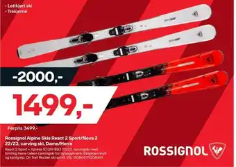 XXL Sport Rossignol alpine skis react 2 sport/nova 2 22/23, carving ski, dame/herre tilbud