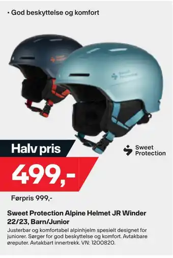 XXL Sport Sweet protection alpine helmet jr winder 22/23, barn/junior tilbud