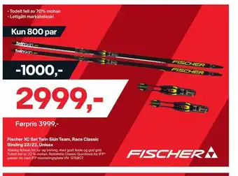 XXL Sport Fischer xc set twin skin team, race classic binding 22/23, unisex tilbud