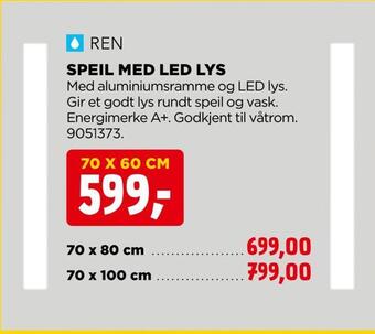 jem & fix Speil med led lys tilbud