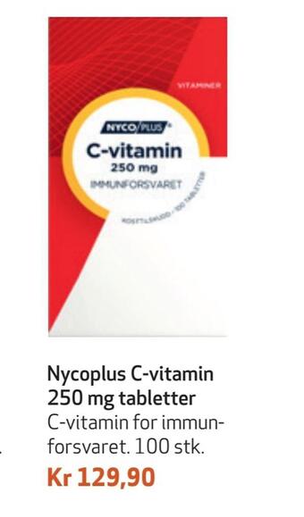Apotek 1 Nycoplus c-vitamin 250 mg tabletter tilbud