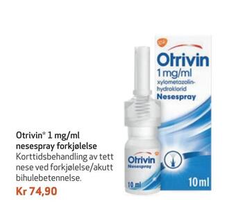 Apotek 1 Otrivin* 1 mg/ml nesespray forkjølelse tilbud
