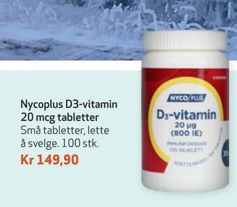 Apotek 1 Nycoplus d3-vitamin 20 mcg tabletter tilbud
