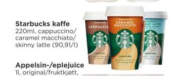 Meny Starbucks kaffe tilbud