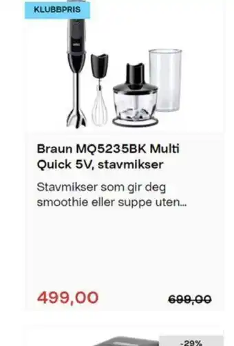 Clas Ohlson Braun MQ5235BK Multi Quick 5V Stavmikser tilbud