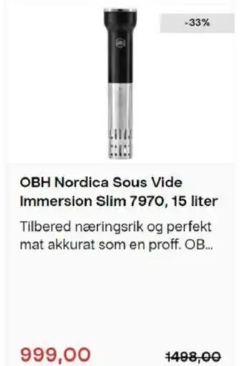 OBH Nordica Sous Vide Immersion Slim 7970 15liter