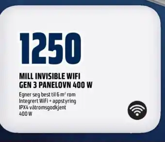 Obs Bygg Mill Invisible Wifi Gen 3 Panelovn 400w tilbud