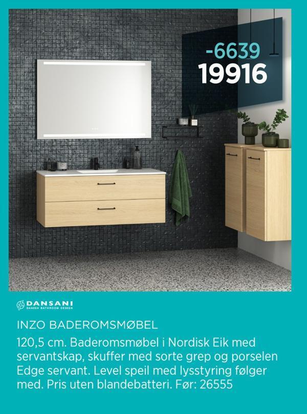 Bademiljø Inzo baderomsmøbel tilbud