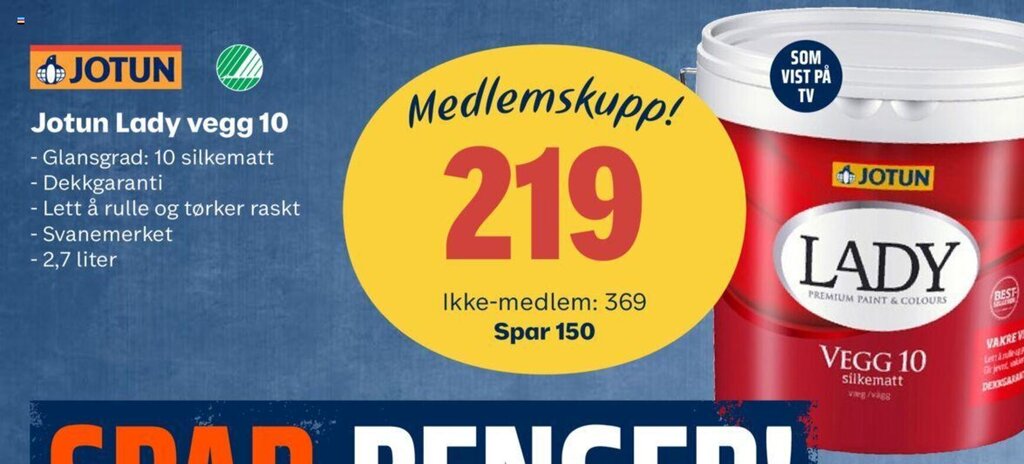 Obs Bygg Jotun Lady Vegg 10 tilbud