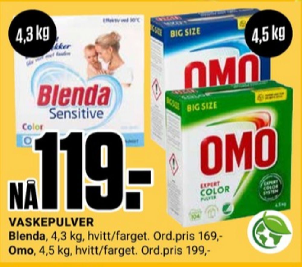 Europris Blenda vaskepulver tilbud
