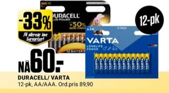 Europris Varta batterier tilbud