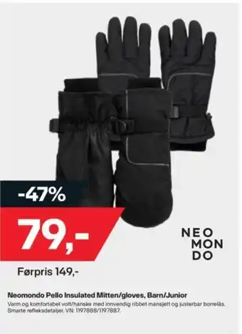 XXL Sport Neomondo Pello Insulated Miittens/ Glove/, Barn/ Junior tilbud