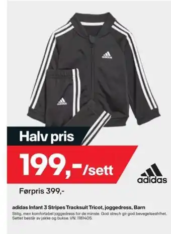 XXL Sport Adidas Infant 3 Stripes Tracksuit Tricot, joggedress, Barn tilbud