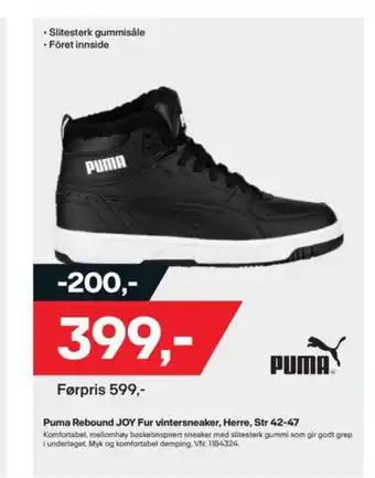 XXL Sport Puma Rebound Joy Fur vintersneaker, Herre, Str 42-47 tilbud