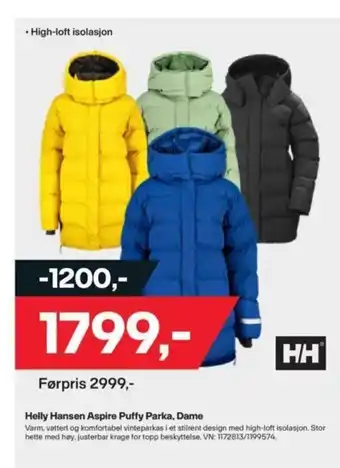 XXL Sport Helly Hansen Aspire Puffy Parka, Dame tilbud