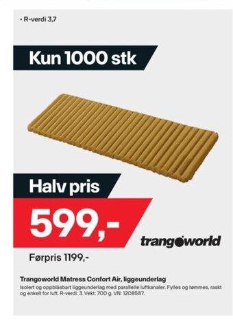 XXL Sport Trangoworld Matress Confort Air, liggeunderlag tilbud