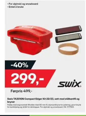 XXL Sport Swix TA3010N Compact Edger Kit 22/23, sett med stålkantfil og bryner tilbud